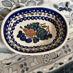 Vintage Polish Pottery Autumn Serving Oval